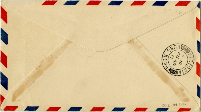 Image: airmail flight cover: FAM-14, first scheduled airmail flight, San Francisco - Hong Kong route