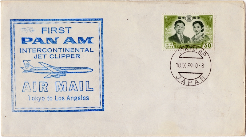 Image: airmail flight cover: Pan American World Airways, Tokyo - Los Angeles route