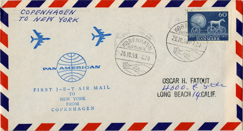 Image: airmail flight cover: Pan American World Airways, Copenhagen - New York route