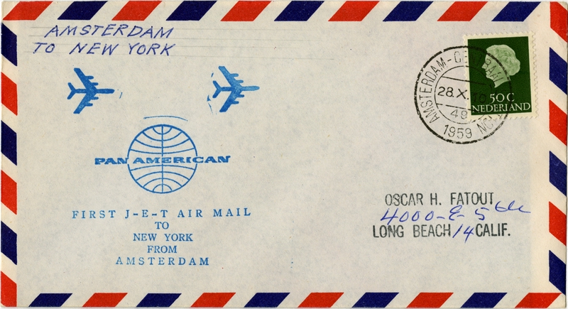 Image: airmail flight cover: Pan American World Airways, Amsterdam - New York route
