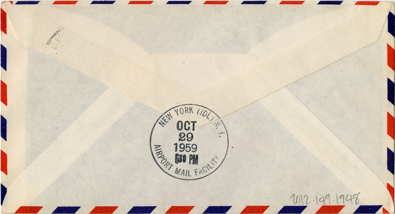 Image: airmail flight cover: Pan American World Airways, Amsterdam - New York route