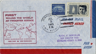 Image: airmail flight cover: Pan American World Airways, Jet Freighter Service, New York - San Francisco route
