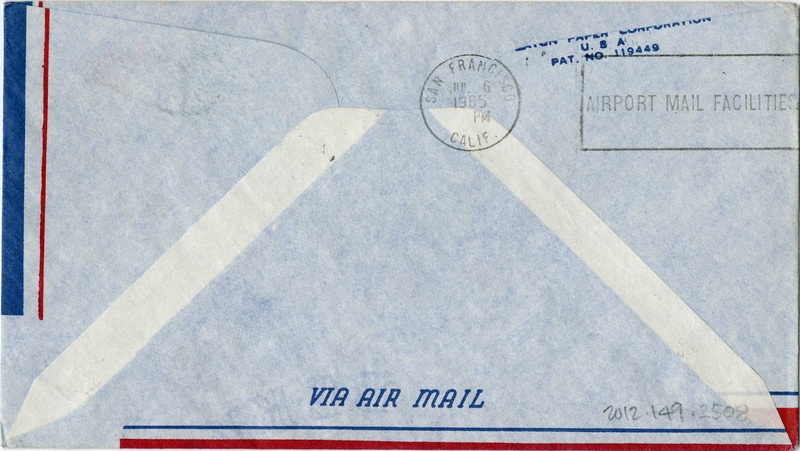 Image: airmail flight cover: Pan American World Airways, Jet Freighter Service, New York - San Francisco route