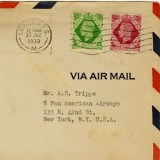Image #1: airmail flight cover: Pan American Airways, first Transatlantic air mail service, London - New York route