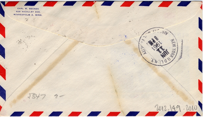 Image: airmail flight cover: BWIA (British West Indies Airways), Boeing 707, Trinidad - New York route