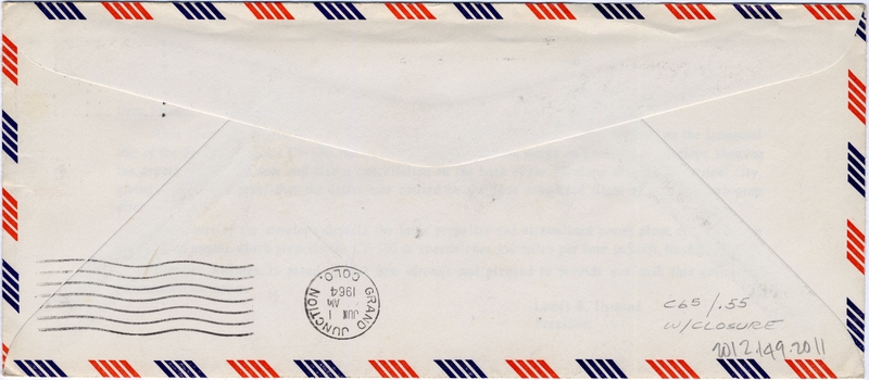 Image: airmail flight cover: Frontier Airlines