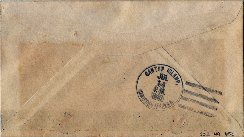 Image: airmail flight cover: United States Air Mail, FAM-19, first airmail flight, Honolulu - Canton Island route