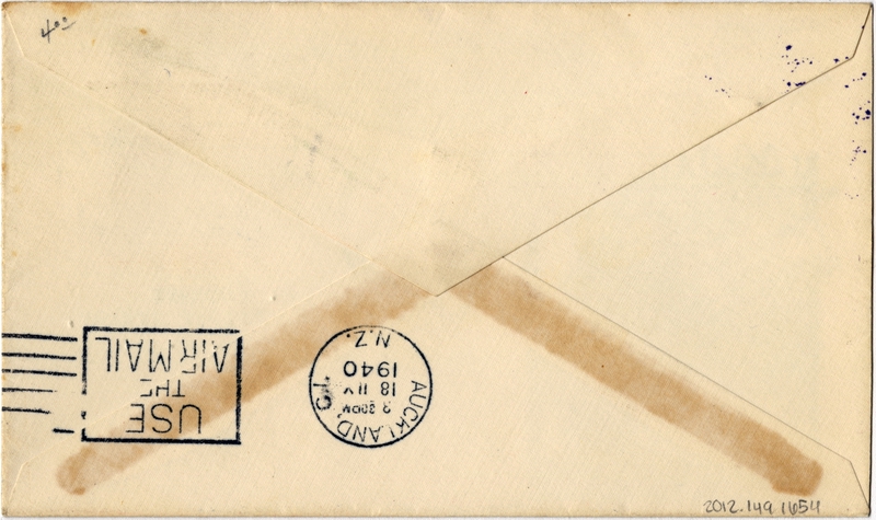 Image: airmail flight cover: United States Air Mail, FAM-19, first airmail flight, Honolulu - Auckland route