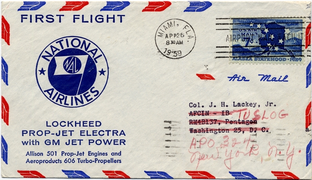 Airmail flight cover: National Airlines, Lockheed Prop-Jet Electra
