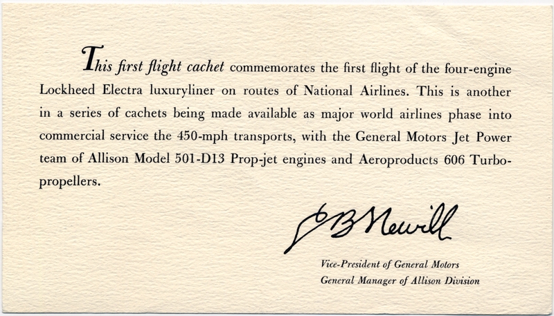 Image: airmail flight cover: National Airlines, Lockheed Prop-Jet Electra