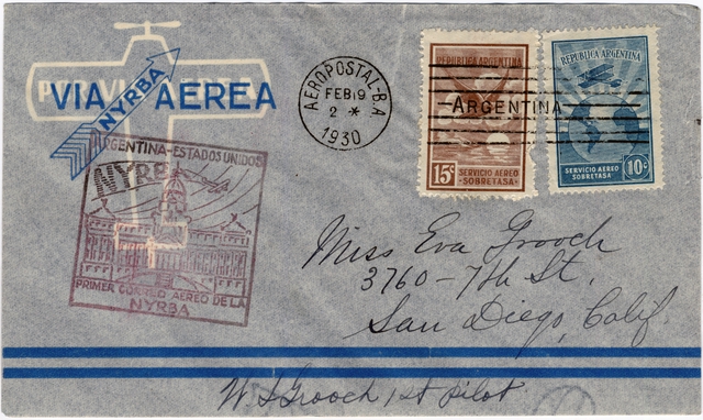 Airmail flight cover: New York, Rio & Buenos Aires Line (NYRBA), William Grooch