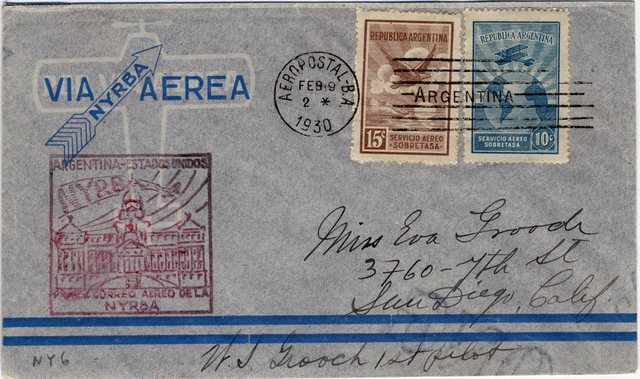 Airmail flight cover: New York, Rio & Buenos Aires Line (NYRBA), William Grooch