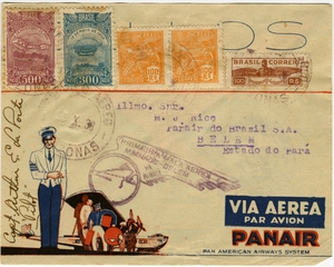Image: airmail flight cover: Panair do Brasil, Arthur E. La Porte