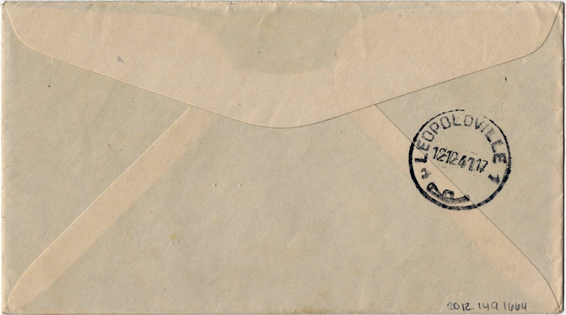Image: airmail flight cover: United States Air Mail, first airmail flight, FAM-22, Miami, Florida - Leopoldville, Belgian Congo route