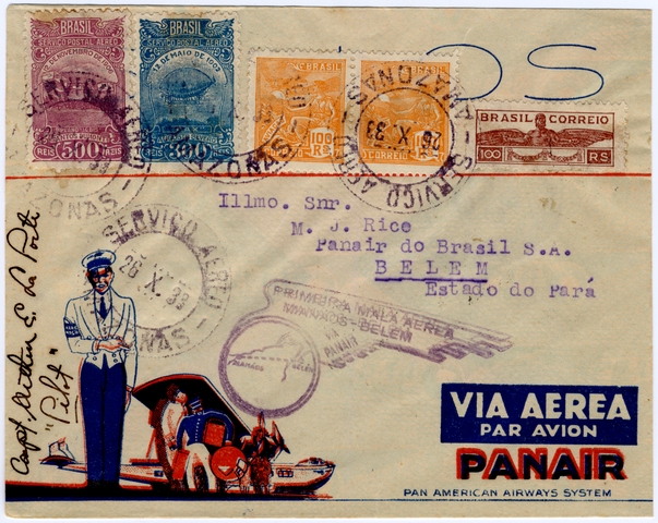 Airmail flight cover: Panair do Brasil, Arthur E. La Porte