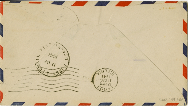 Image: airmail flight cover: United States Air Mail, first airmail flight, FAM-22, San Juan, Puerto Rico - Lagos, Nigeria route