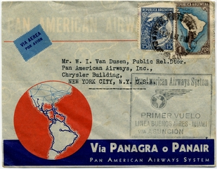Image: airmail flight cover: Panagra o Panair, Buenos Aires - Miami route