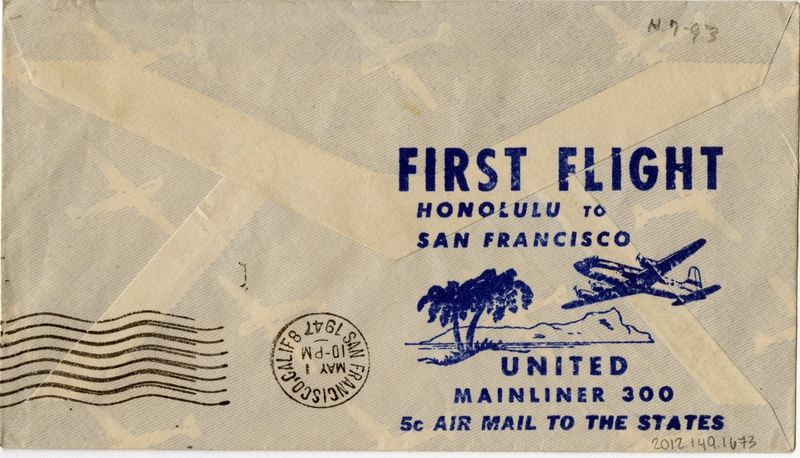 Image: airmail flight cover: FAM-30, United Air Lines, Mainliner 300