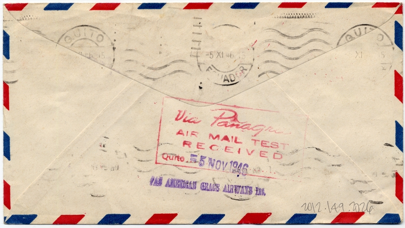 Image: airmail flight cover: Panagra (Pan American-Grace Airways), 1946 airmail test