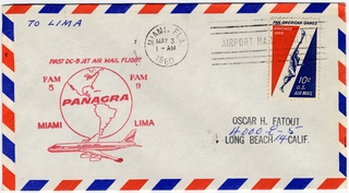 Image: airmail flight cover: Panagra (Pan American-Grace Airways), Douglas DC-8, FAM-5, FAM-9