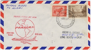 Image: airmail flight cover: Panagra (Pan American-Grace Airways), Douglas DC-8