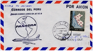 Image: airmail flight cover: Panagra (Pan American-Grace Airways), Douglas DC-8