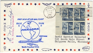 Image: airmail flight cover: Panagra (Pan American-Grace Airways), Douglas DC-8, FAM-5, FAM-9