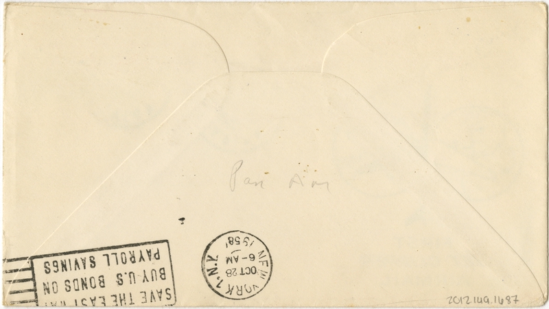 Image: airmail flight cover: First Jet Clipper airmail, Paris - New York