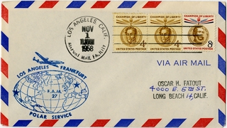 Image: airmail flight cover: FAM-27, Los Angeles - Frankfurt Polar Service