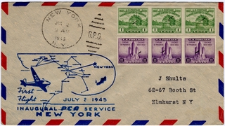 Image: airmail flight cover: PCA (Pennsylvania Central Airines), Inaugural service, New York