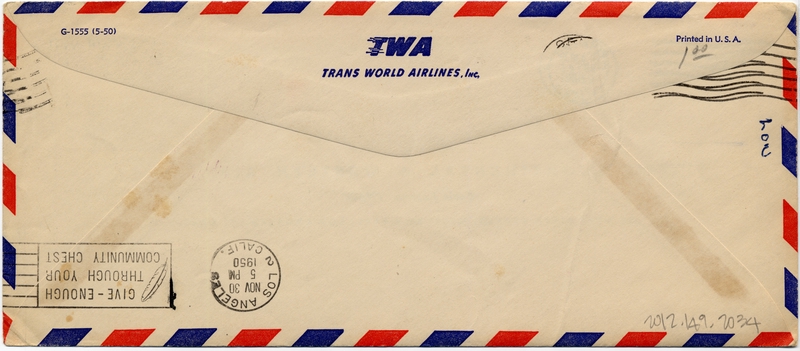 Image: airmail flight cover: TWA (Trans World Airlines), first airmail flight, FAM-27, London