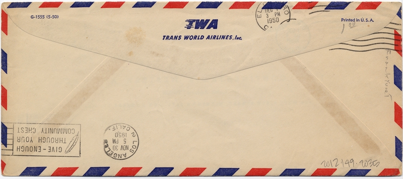 Image: airmail flight cover: TWA (Trans World Airlines), FAM-27, Frankfurt