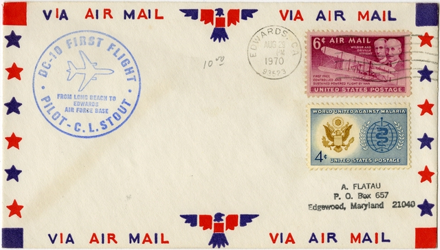Airmail flight cover: McDonnell Douglas DC-10