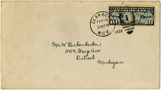 Image: airmail flight cover: United States Air Mail, Dearborn, Michigan