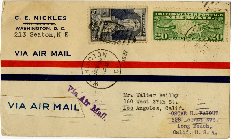 Image: airmail flight cover: United States Air Mail, Washington, DC