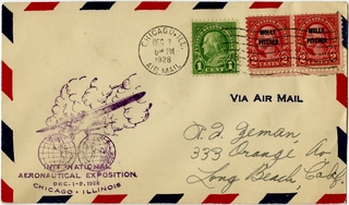 Image: airmail flight cover: International Aeronautical Exposition