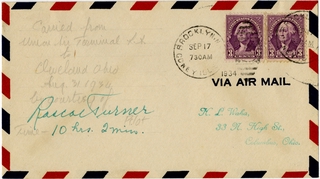 Image: airmail flight cover: Roscoe Turner