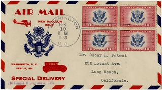 Image: airmail flight cover: United States Air Mail, Special Delivery stamp