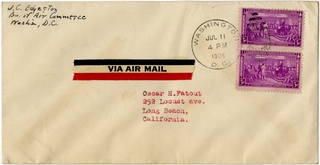 Image: airmail flight cover: United States Air Mail