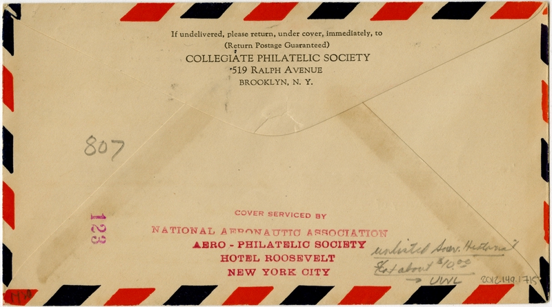 Image: airmail flight cover: Boeing 307 Stratoliner, first pressure-cabin test flight