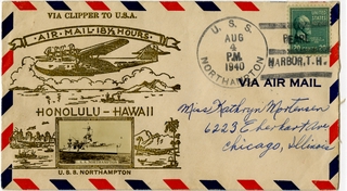 Image: airmail flight cover: Martin M-130, USS Northampton