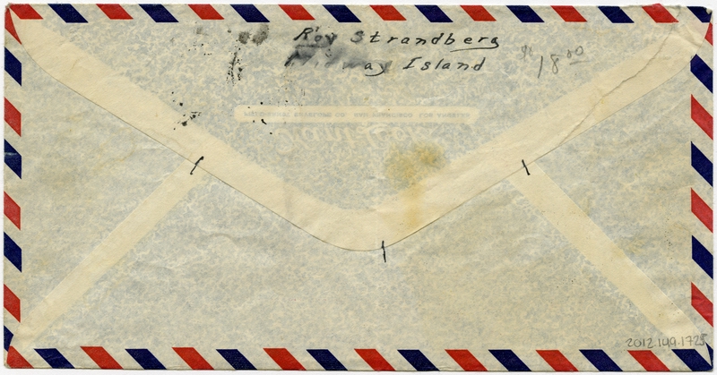 Image: airmail flight cover: Midway Island