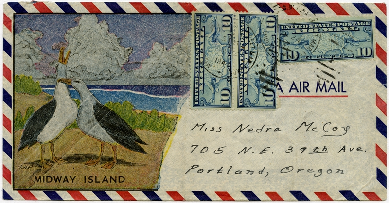 Image: airmail flight cover: Midway Island