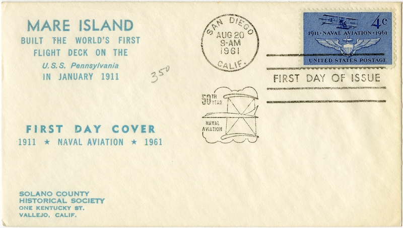 Image: airmail flight cover: Solano County Historical Society, USS Pennsylvania, Mare Island