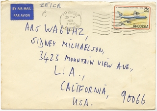 Image: airmail envelope: Air Rhodesia