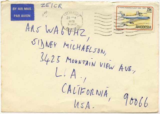 Airmail envelope: Air Rhodesia