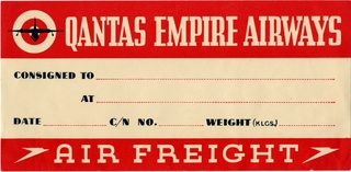 Image: shipping label: Qantas Empire Airways