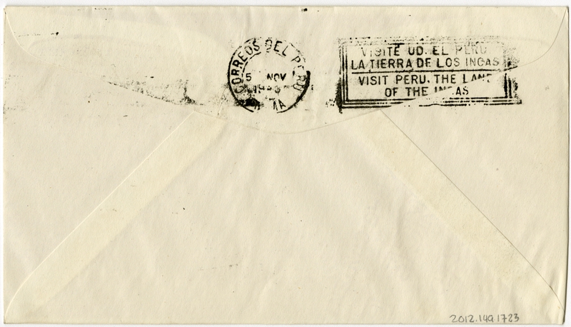 Image: airmail flight cover: United States Air Mail, Reduced foreign rates, San Francisco - Peru route