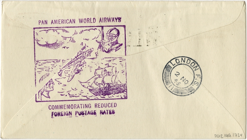 Image: airmail flight cover: United States Air Mail, Reduced foreign rates, New York - London