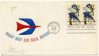 Image: airmail flight cover: United States Air Mail, first day of issue, Audubon stamps